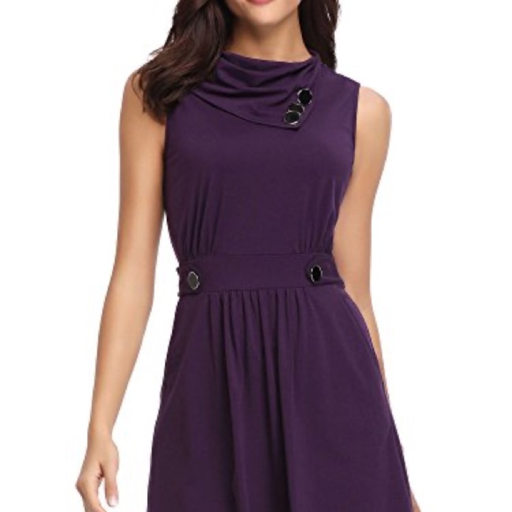 Casual Purple Dress with Pockets